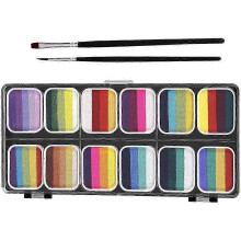 (As show, One size) Event Decoration Face Paint Kit Pigment Powder Rainbow Strips Washable 1 Setm