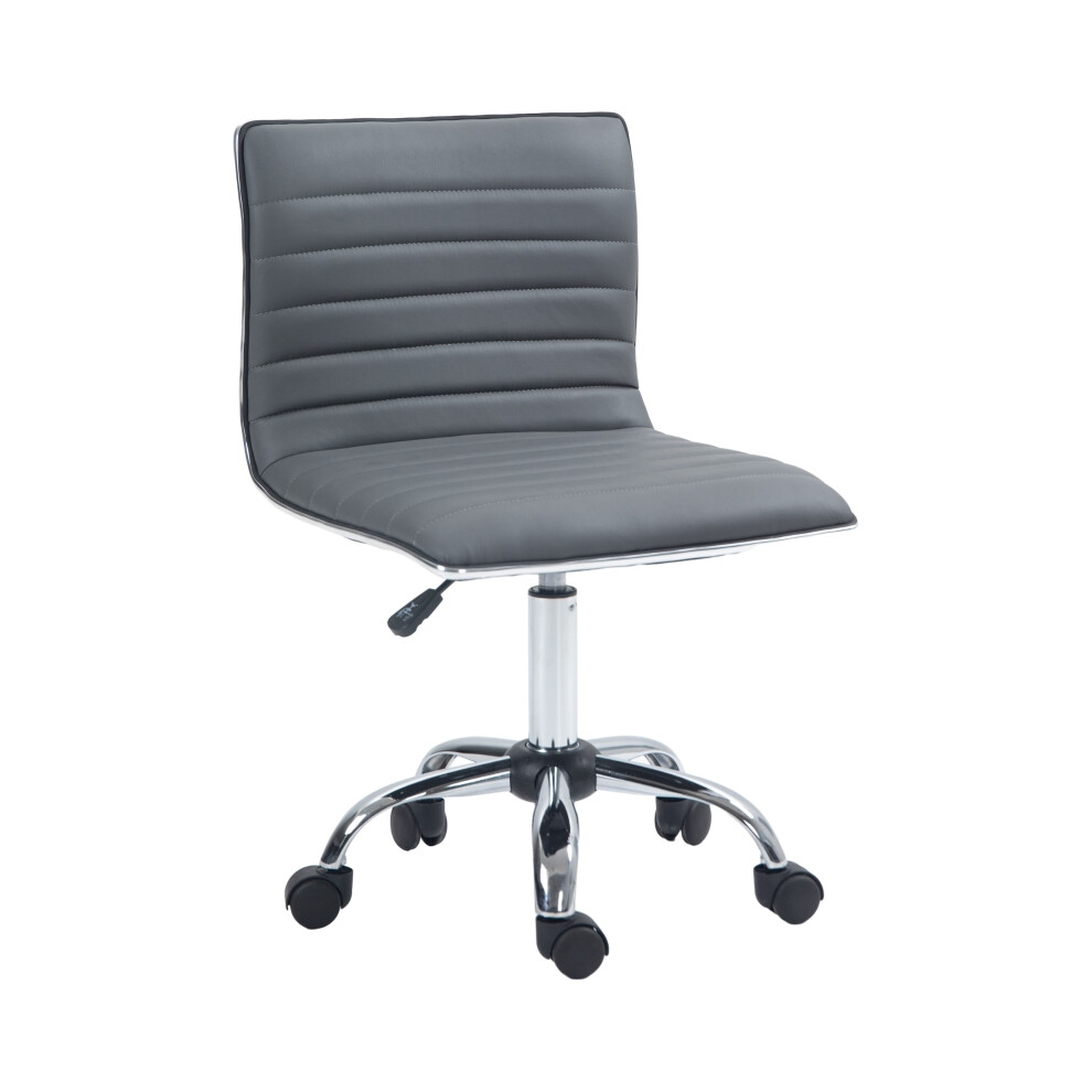 Ergonomic Adjustable Swivel Office Chair in PU Leather with Chrome Base Armless Mid-Back in Dark Grey for Professional Use-image-OPC-PMFRGK9-NEW