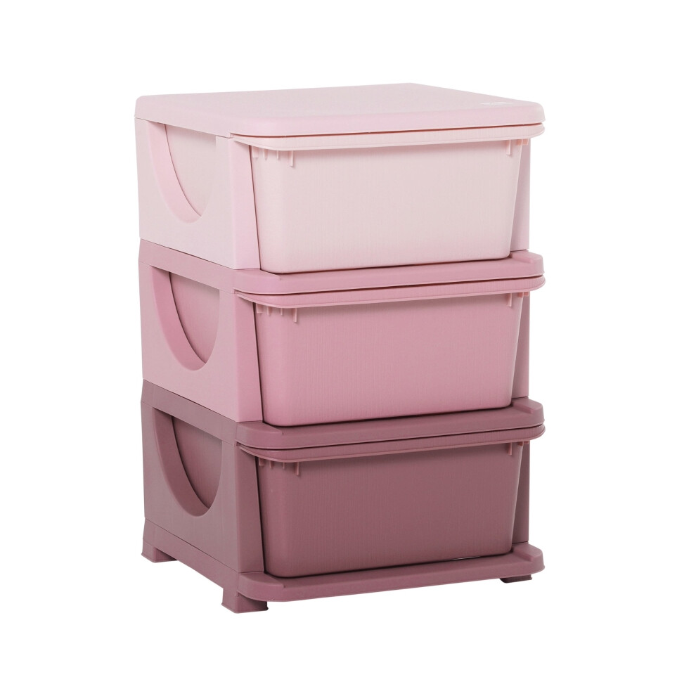 Pink Kids Storage Cabinet with 3 Drawers 3-Tier Vertical Chest for Nursery & Education Rooms-image-OPC-PMFRGXZ-NEW