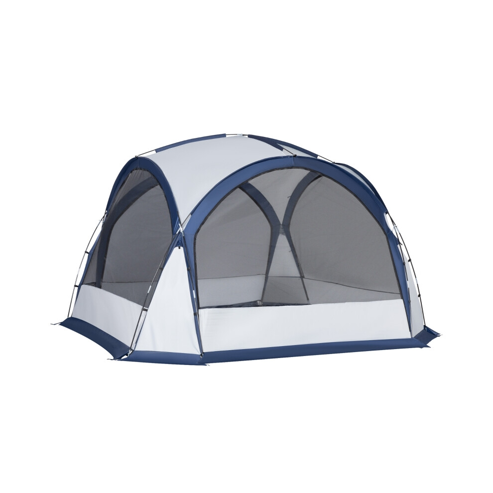 6-8 Person Camping Tent with Zipped Mesh Doors Removable Oxford Material Lamp Hook Portable & Easy to Set Up White and Blue-image-OPC-PMFRJ7D-NEW