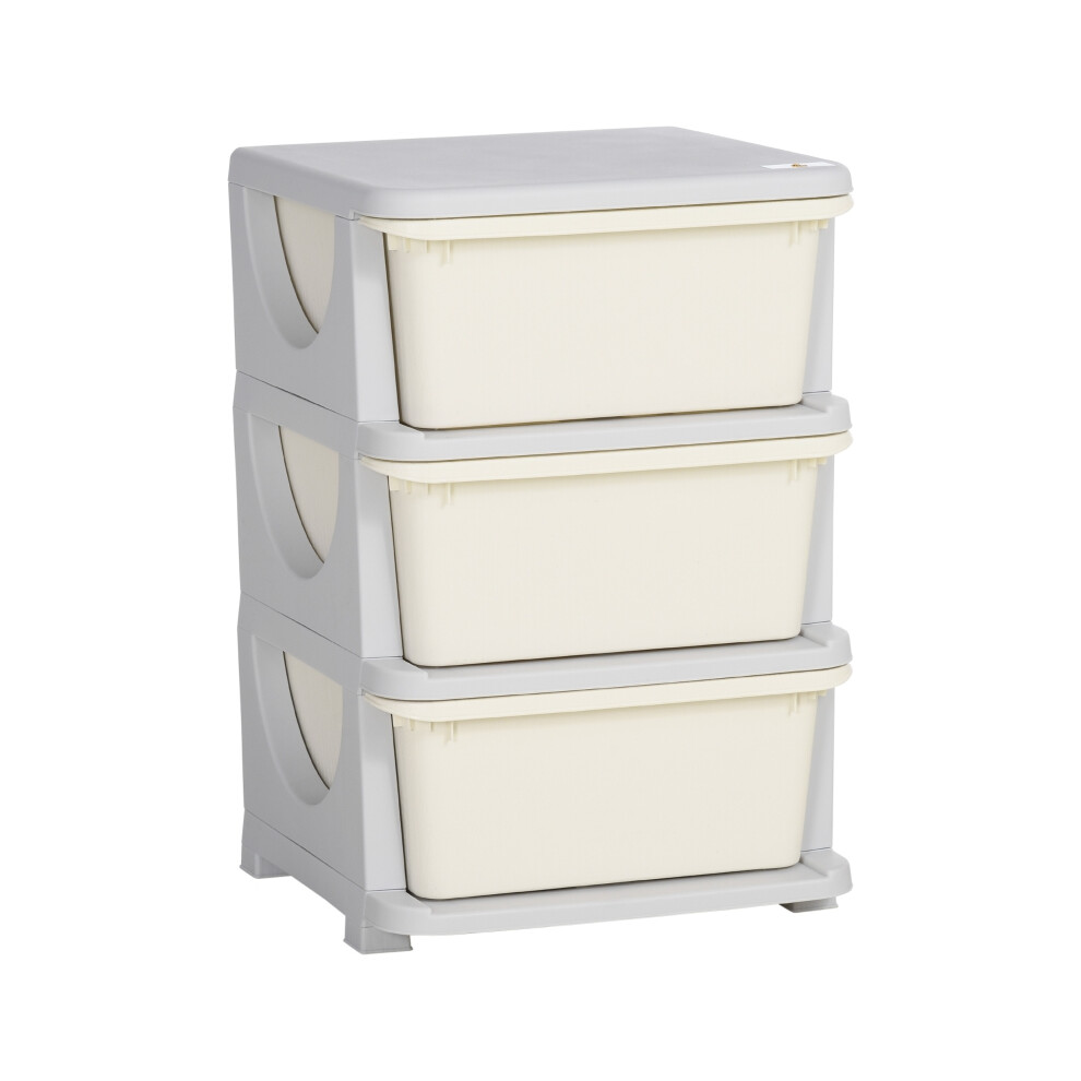 Kids Storage Boxes Three-Tier with Drawers - White Durable Plastic Organizer for Bedroom and Nursery-image-OPC-PMFRJGP-NEW