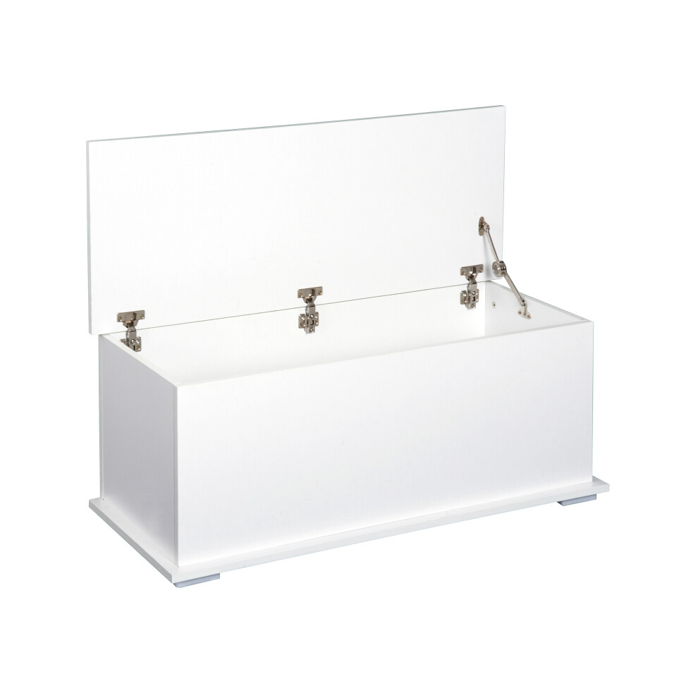 113L Storage Trunk with Flip-Top Lid & Safety Hinges White 100x40x40cm Versatile Storage Chest for Living Room & Entryway-image-OPC-PMFRJH7-NEW