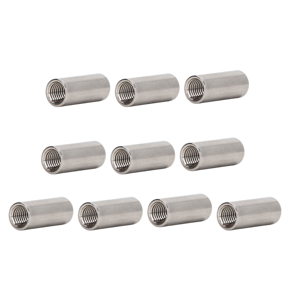10Pcs 304 Stainless Steel M12x1.75-16 L40mm Round Coupling Nut Set 6951355184164