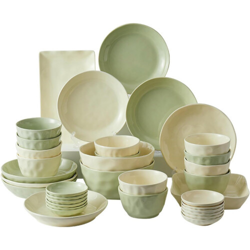 Nordic Style Solid Color Ceramic Tableware - 7.5 Inch Square Plate - Green - Household Ceramic Set 1