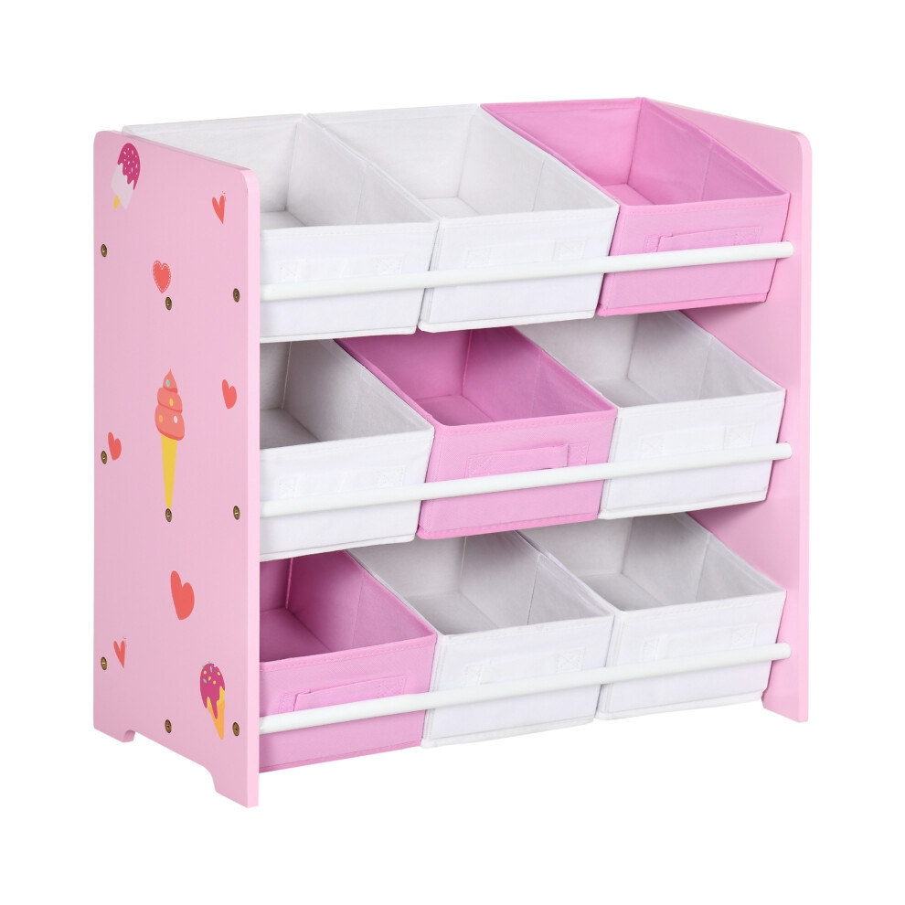 Pink Kids Storage Rack with 9 Removable Baskets for Nursery and Playroom Child-Friendly Organization Solution-image-OPC-PMFRK8F-NEW