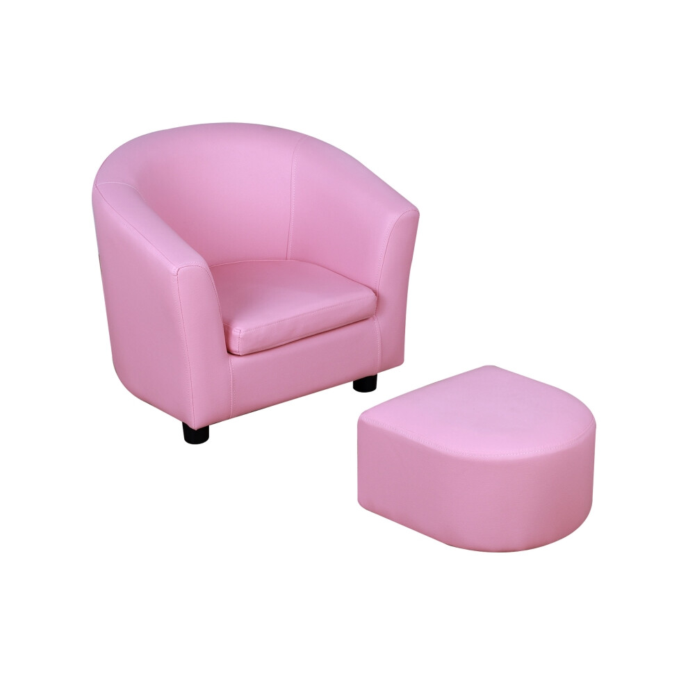 Toddler Kids Sofa Pink Children's Armchair Footstool 30x28x21cm Thick Padding Non-slip Base-image-OPC-PMFRKWK-NEW