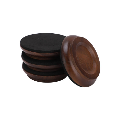 4Pcs Piano Caster Cup Black Walnut Coaster Non-Slip Floor Protector 2