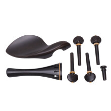 4/4 Violin Accessory Set Ebony Inlaid Boxwood Full Size