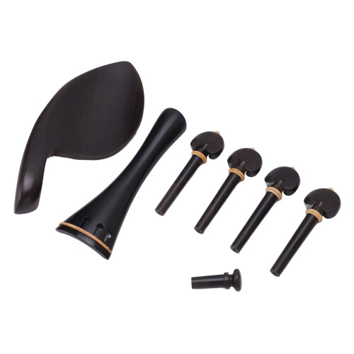 4/4 Violin Accessory Set Ebony Inlaid Boxwood Full Size 2