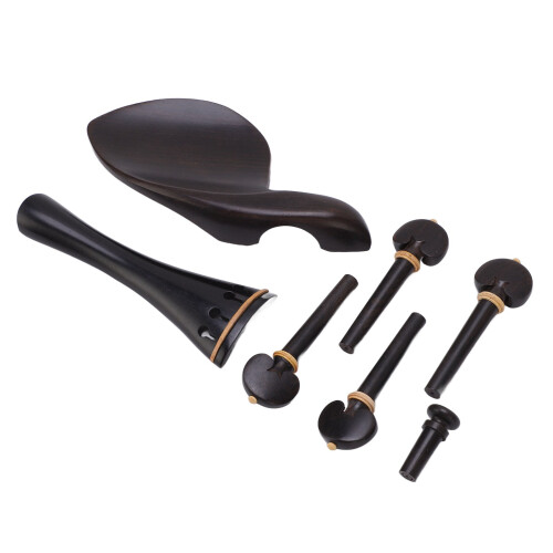 4/4 Violin Accessory Set Ebony Inlaid Boxwood Full Size 1