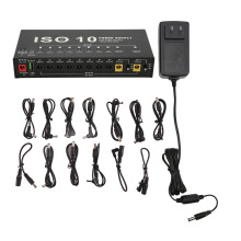 (US Plug 100‑240V) 10-Output Guitar Pedal Power Supply 2 Voltage EU Plug