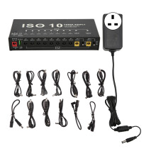 (UK Plug 100‑240V) 10-Output Guitar Pedal Power Supply 2 Voltage EU Plug