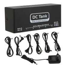 (EU Plug) Pedal Power Supply 6 Isolated Outputs Metal Black 100-240V EU Plug