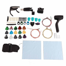 66Pcs Guitar Accessories Kit String Wall Mount Tuner Picks Set