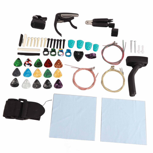 66Pcs Guitar Accessories Kit String Wall Mount Tuner Picks Set 2