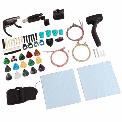 66Pcs Guitar Accessories Kit String Wall Mount Tuner Picks Set 1