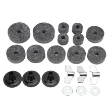 (Grey) 21Pcs Cymbal Replacement Felts Sleeves Wing Nuts Washers Hi Hat