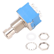 (Blue) 9-Pin Guitar Pedal Box Switch Metal PVC High Temp Resistant Black