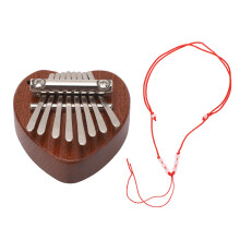 (XA65 Heart Shape) Mini Kalimba 8 Keys Clear Sound Portable Thumb Piano Heart Shape