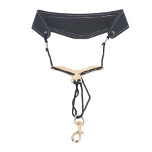 (Black) Saxophone Neck Strap Leather Adjustable Y Shape Metal Swivel Snap Hook