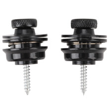 (Black) 2Pcs Guitar Strap Locks Heavy Duty Metal Non Slip Silver
