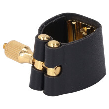 Sax Mouthpiece Ligature Leather Strap Metal Clamp Black