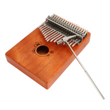 Thumb Finger Piano 17 Key Mahogany Floral Pattern Easy Playing