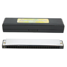 (Black) Diatonic Harmonica C Key Stainless Steel 24-Hole Pink