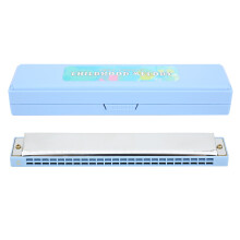 (Blue) Diatonic Harmonica C Key Stainless Steel 24-Hole Pink