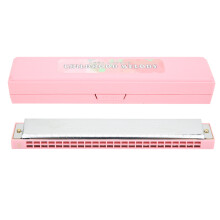 (Pink) Diatonic Harmonica C Key Stainless Steel 24-Hole Pink