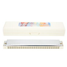 (White) Diatonic Harmonica C Key Stainless Steel 24-Hole Pink