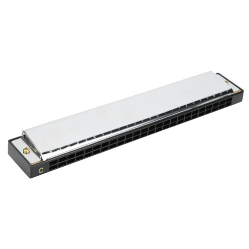 (Black) Diatonic Harmonica C Key Stainless Steel 24-Hole Pink 2
