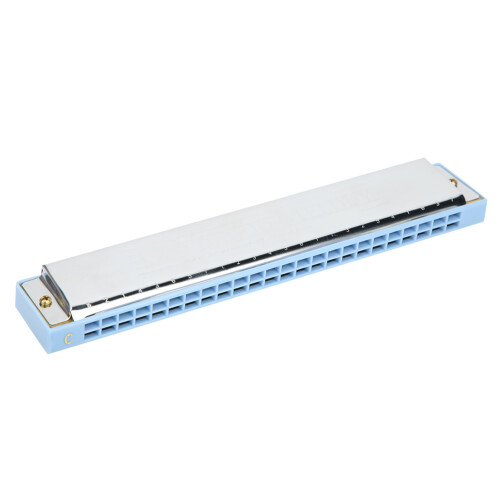 (Blue) Diatonic Harmonica C Key Stainless Steel 24-Hole Pink 2