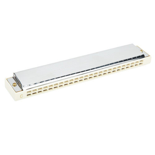 (White) Diatonic Harmonica C Key Stainless Steel 24-Hole Pink 2