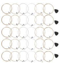 (012(A1253)) 5 Set Guitar Strings Wooden Hex Carbon Steel Core Phosphor Copper