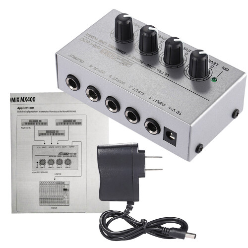 MX400 Ultra-compact 4-Channel Mono Audio Mixer with Adapter 1