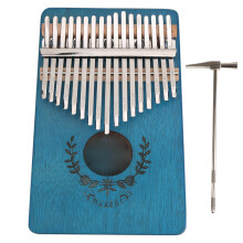 (Blue) Kalimba Thumb Piano Mahogany 17 Key Portable LTK17S Coffee