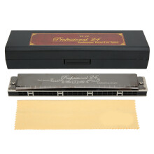 (Black D Key) Professional Diatonic Harmonica 1.2mm Brass 24-Hole D Key