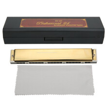 (Golden D Key) Professional Diatonic Harmonica 1.2mm Brass 24-Hole D Key