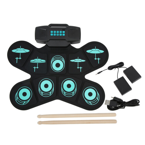 Portable Electronic Drum Set Dual Speakers 9 Key Pad Beginners