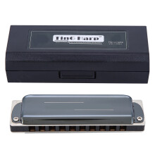 (Black) 10-Hole Blues Harp Harmonica G Key Stainless Steel Cover Golden