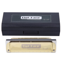 (Golden) 10-Hole Blues Harp Harmonica G Key Stainless Steel Cover Golden