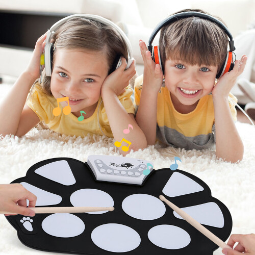 Portable Electronic Drum Pad Kit Silicon Foldable with Stick 1
