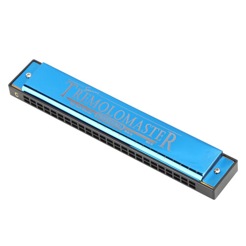 (Blue) Professional Diatonic Harmonica C Key 24-Hole Matt Black 1