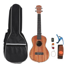 26 Inch Ukulele Mahogany with Tuner Capo Picks Strings Strap Gig Bag