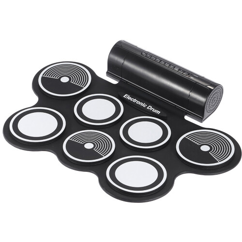 Foldable Silicone Drum Pad Kit USB Roll-up Drumstick Foot Pedal 3.5mm 1