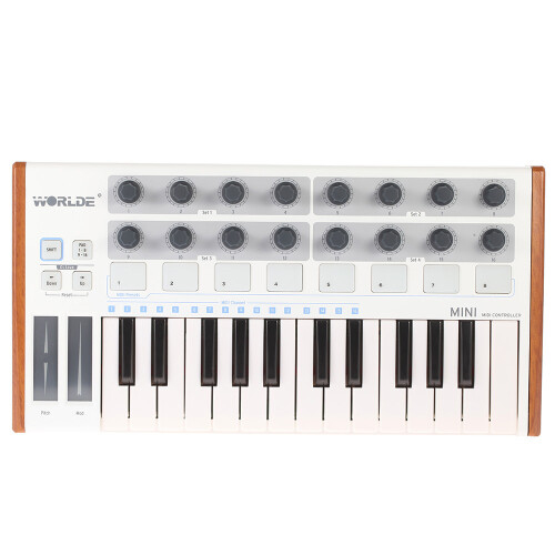 Worlde Mini 25-Key USB MIDI Drum Pad Keyboard Controller 1