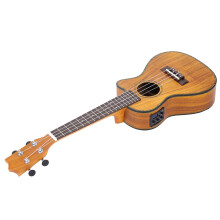 24-Inch Cutaway Ukulele LED EQ Koa/Plywood Cowry Saddle 4 Strings