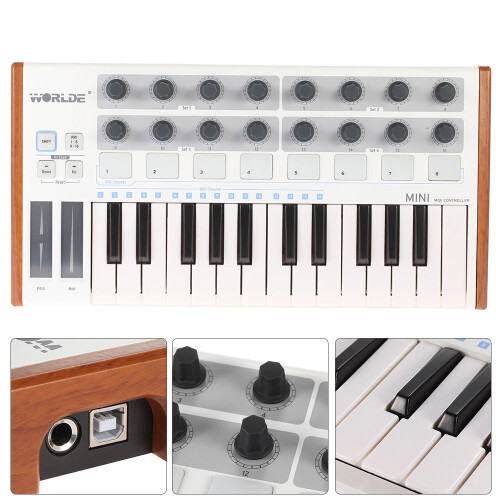 Worlde Mini 25-Key USB MIDI Drum Pad Keyboard Controller 2