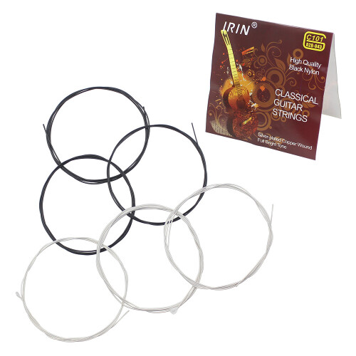 Black Nylon Core Silver-Plated Copper Guitar Strings .028-.043 6pcs 2